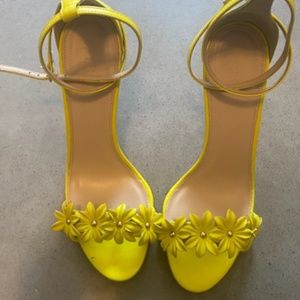 JCrew Yellow Leather High-Heeled Sandals